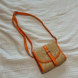Orange and Tan Crossbody Bag